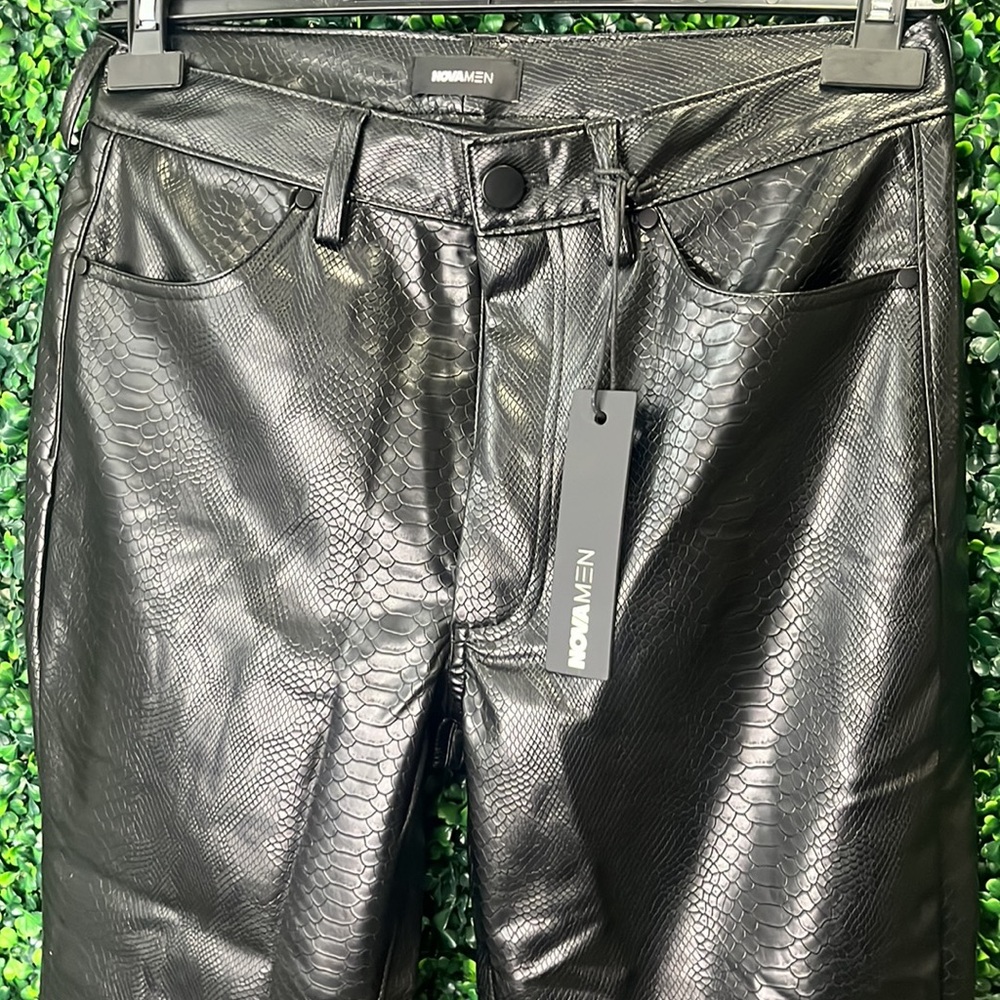 NOVA MEN FAUX PYTHON STACKED SLIM FLARE PANTS SIZE 32